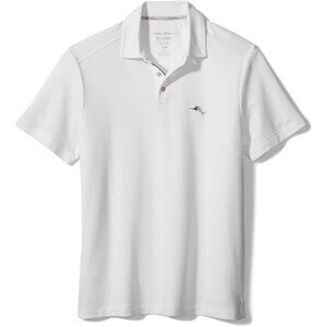 Tommy Bahama Men's Small Bright White Emfielder Party Polo Shirt Patriotic Flag
